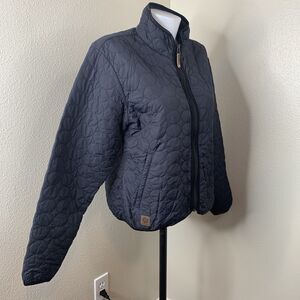 Descente DNA Womens Sz 12 Black Light Puffer Insulated Full Zip Jacket Coat Boxy